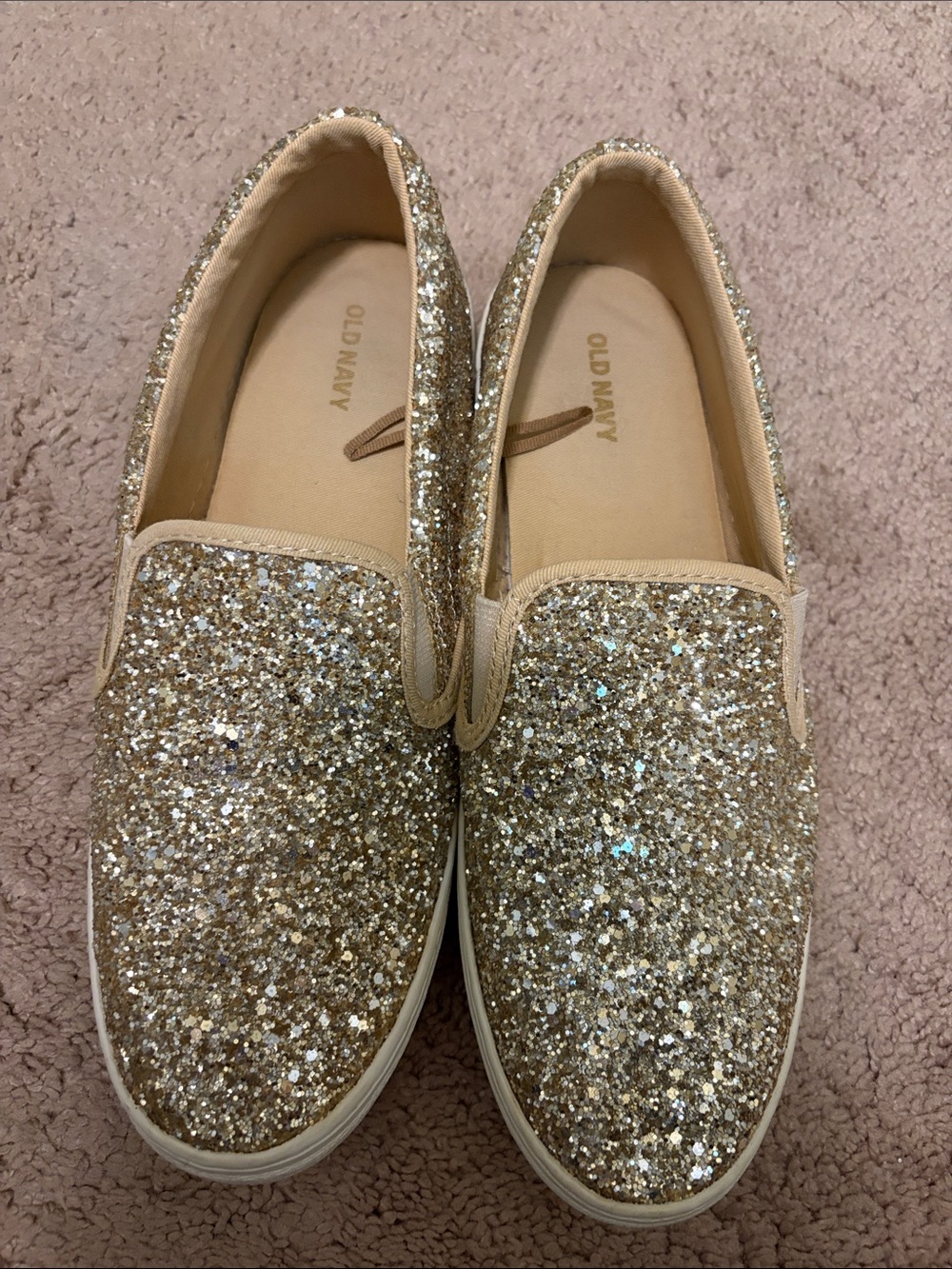 Old Navy Kids Gold Glitter Slip-On Sneakers